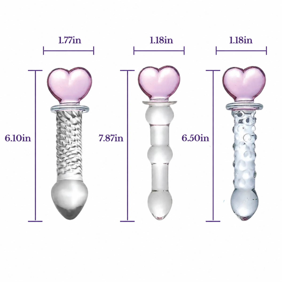 Hearts of Pleasure – 3-Piece Glass Heart Collection