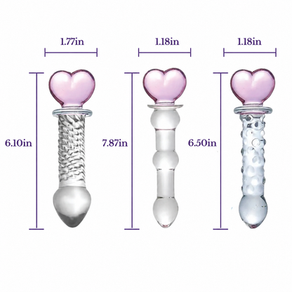 Hearts of Pleasure – 3-Piece Glass Heart Collection